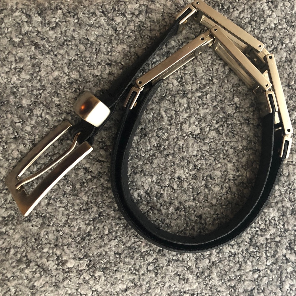 Current Black Linked Leather Belt